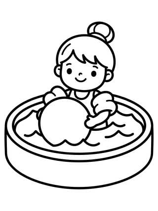 Desenho de Child Playing with Ball in the Pool para colorir e imprimir grátis