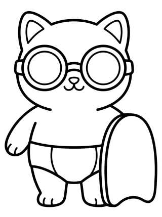 Desenho de Kitten with Swimming Goggles para colorir e imprimir grátis