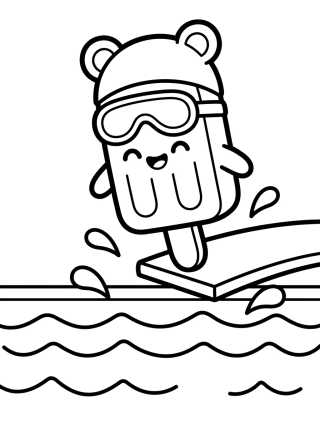 Desenho de Happy Popsicle Taking a Dip in the Pool para colorir e imprimir grátis