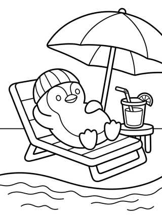Desenho de Penguin Relaxing by the Pool para colorir e imprimir grátis