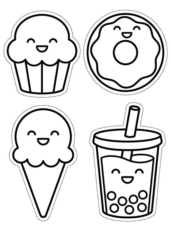 Desenho de Cute Food Sticker Sheet para colorir e imprimir grátis