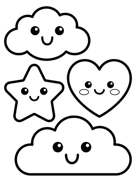 Desenho de Kawaii Sticker Sheet to Color para colorir e imprimir grátis
