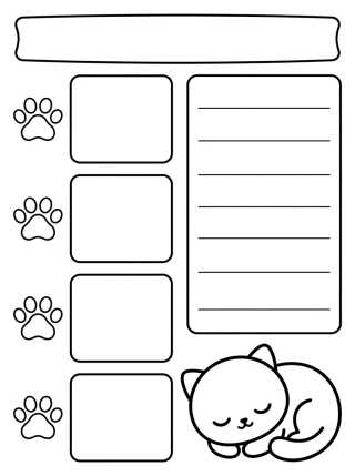 Desenho de Daily Task Planner with Kitten para colorir e imprimir grátis