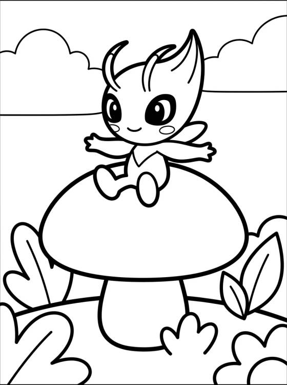 Desenho de Cute Celebi in Nature para colorir e imprimir grátis