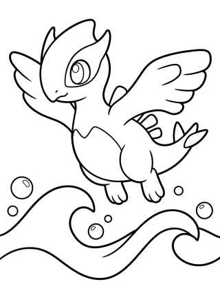 Desenho de Kawaii Lugia in the Ocean para colorir e imprimir grátis