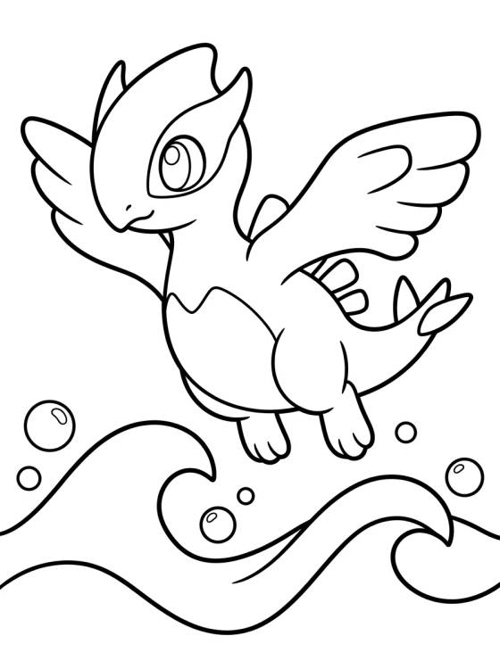 Desenho de Kawaii Lugia in the Ocean para colorir e imprimir grátis