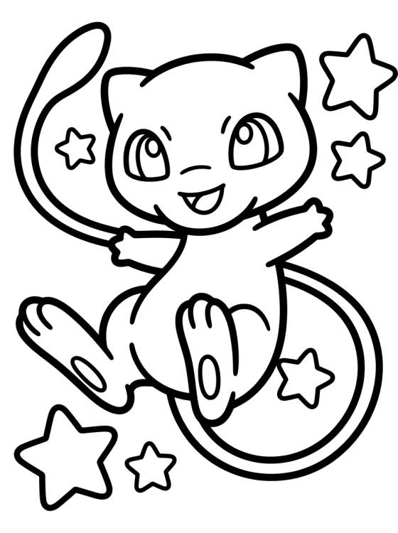 Desenho de Cute and Smiling Mew para colorir e imprimir grátis