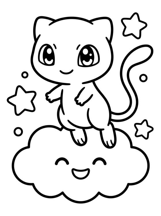 Desenho de Cute Floating Mew para colorir e imprimir grátis