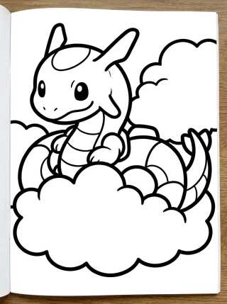 Desenho de Cute Rayquaza in the Clouds para colorir e imprimir grátis