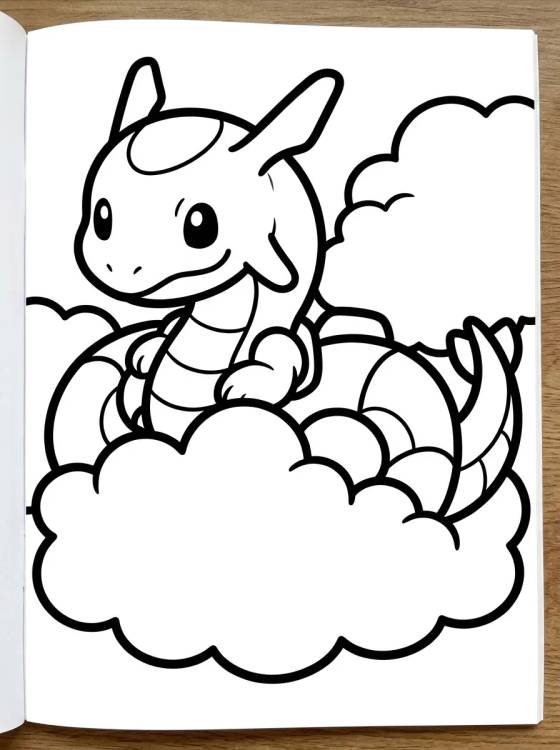 Cute Rayquaza in the Clouds para colorir Desenho de Cute Rayquaza in the Clouds para colorir e imprimir grátis