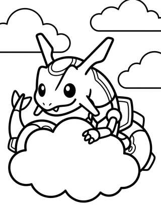 Desenho de Kawaii Rayquaza in the Clouds para colorir e imprimir grátis
