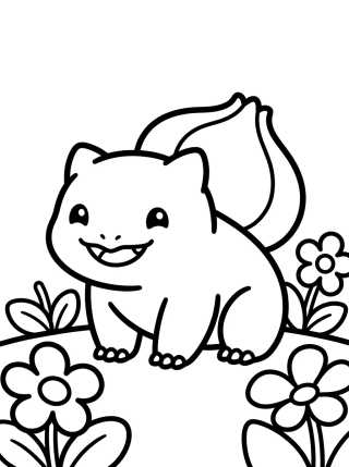 Desenho de Happy Bulbasaur in the Garden para colorir e imprimir grátis
