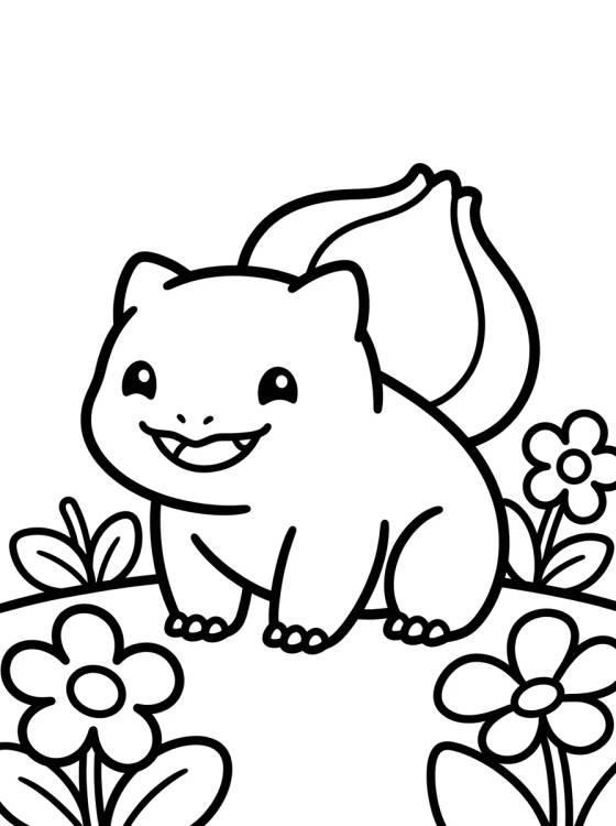 Desenho de Happy Bulbasaur in the Garden para colorir e imprimir grátis