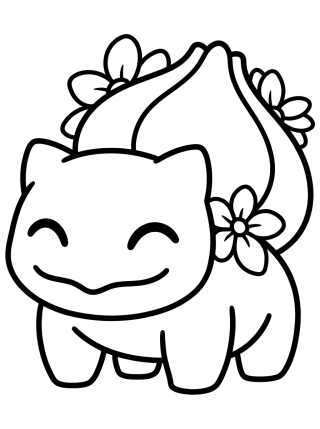 Cute Bulbasaur with a Bloom para colorir Desenho de Cute Bulbasaur with a Bloom para colorir e imprimir grátis