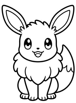 Desenho de Cute Sitting Eevee para colorir e imprimir grátis