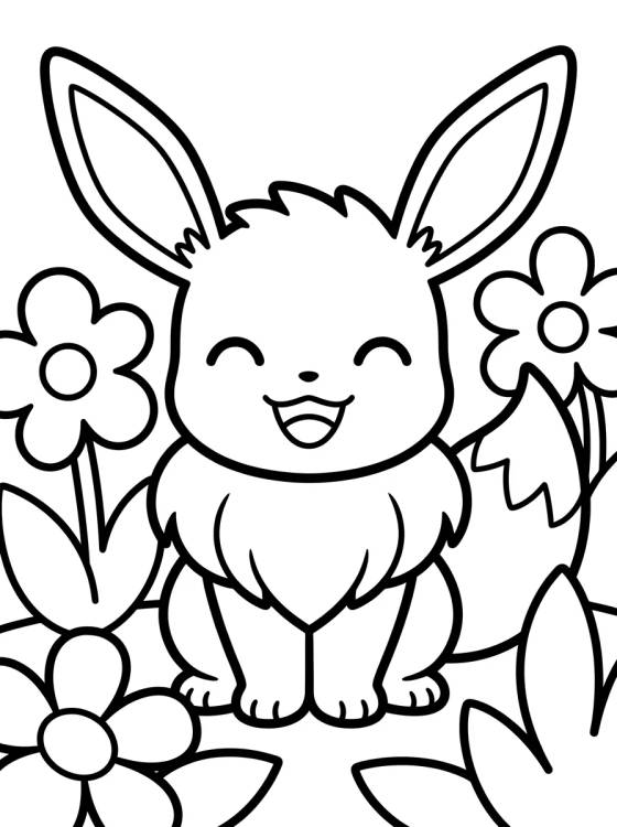 Desenho de Smiling Eevee in the Garden para colorir e imprimir grátis