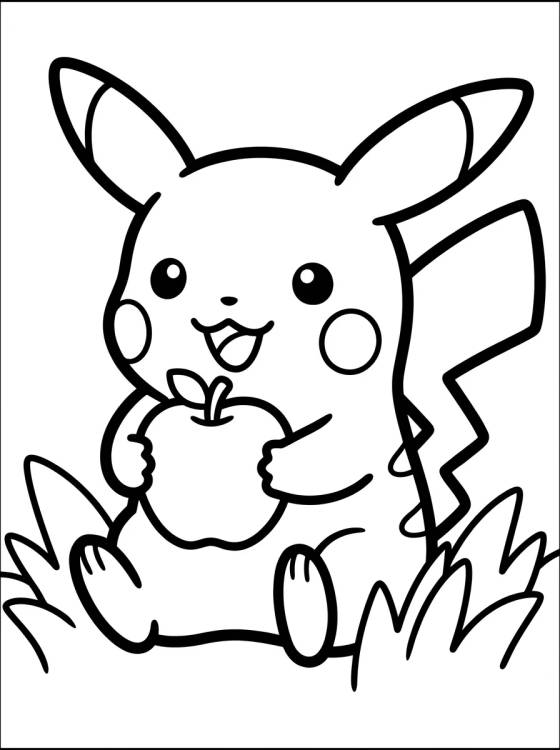 Desenho de Kawaii Smiling Pikachu para colorir e imprimir grátis