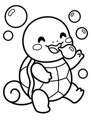 Desenho de Squirtle Playing with Bubbles para colorir e imprimir grátis