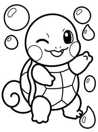 Desenho de Squirtle Playing in the Water para colorir e imprimir grátis