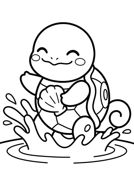 Desenho de Cute Squirtle Playing in Water para colorir e imprimir grátis