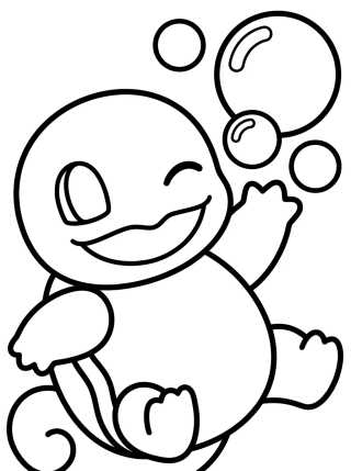 Desenho de Kawaii Squirtle Playing with Water para colorir e imprimir grátis