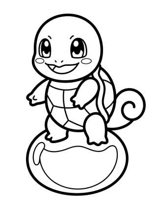 Desenho de Kawaii Squirtle Playing in Water para colorir e imprimir grátis
