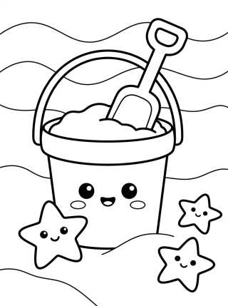 Desenho de Kawaii Beach Bucket and Shovel para colorir e imprimir grátis