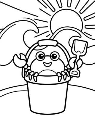 Desenho de Little Crab in the Sand Bucket para colorir e imprimir grátis