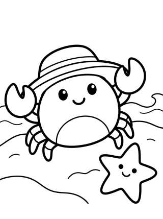 Desenho de Happy Crab in the Sand para colorir e imprimir grátis