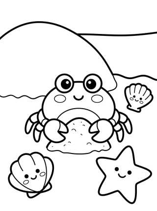 Desenho de Cute Crab on the Sand para colorir e imprimir grátis