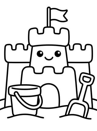 Desenho de Cute Sandcastle para colorir e imprimir grátis