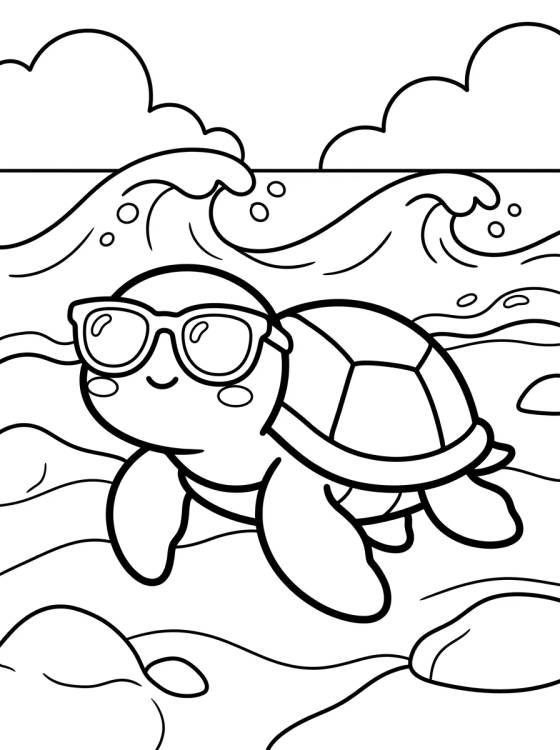 Desenho de Beach Turtle on the Sand para colorir e imprimir grátis