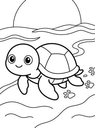 Desenho de Little Turtle Walking on Sand para colorir e imprimir grátis