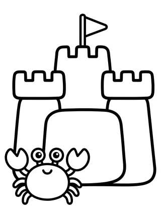 Desenho de Sandcastle with Little Crab para colorir e imprimir grátis