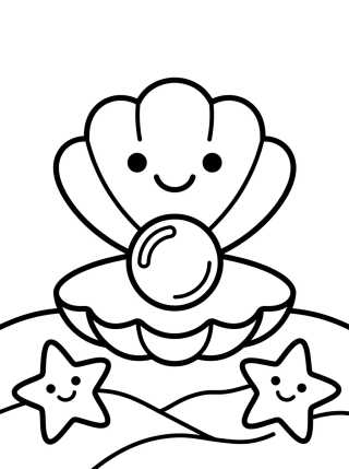 Desenho de Smiling Seashell with Pearl para colorir e imprimir grátis