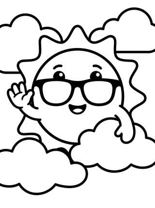 Desenho de Kawaii Sunny with Sunglasses para colorir e imprimir grátis