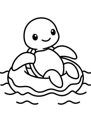 Desenho de Cute Turtle with a Donut Float para colorir e imprimir grátis