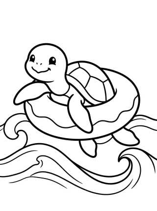 Desenho de Little Turtle with Inner Tube para colorir e imprimir grátis