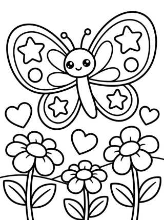 Desenho de Butterfly Flying in the Garden para colorir e imprimir grátis