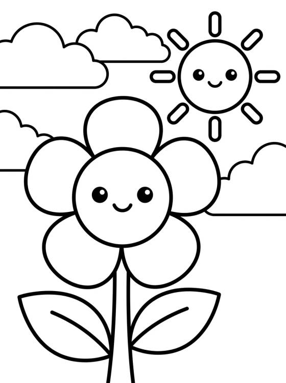 Desenho de Cute Smiling Flower para colorir e imprimir grátis