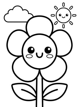 Desenho de Cute Smiling Flower para colorir e imprimir grátis