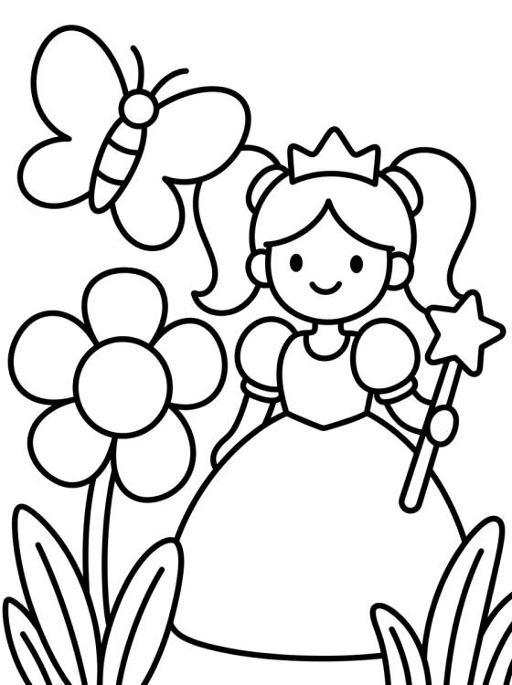 Desenho de Princess in the Flower Garden para colorir e imprimir grátis