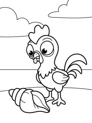 Desenho de Confused Hei Hei with a Seashell para colorir e imprimir grátis
