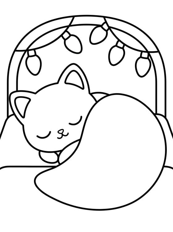 Desenho de Cozy Kitty Tucked in Bed para colorir e imprimir grátis