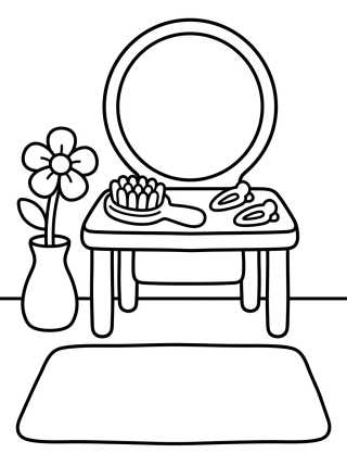 Desenho de Cozy Vanity Table with Mirror para colorir e imprimir grátis