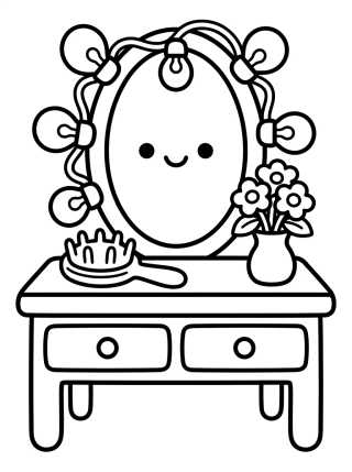 Desenho de Enchanted Vanity with Mirror ✨ para colorir e imprimir grátis