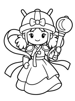 Desenho de Modern Hanbok Warrior Style para colorir e imprimir grátis