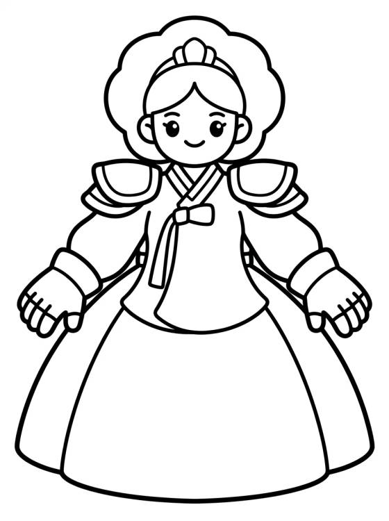 Desenho de K-Pop Warrior Hanbok Outfit para colorir e imprimir grátis