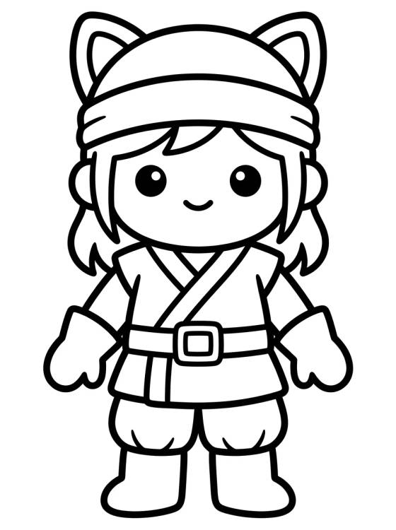 Desenho de K-Pop Ninja Outfit with Cat-Ear Headband para colorir e imprimir grátis