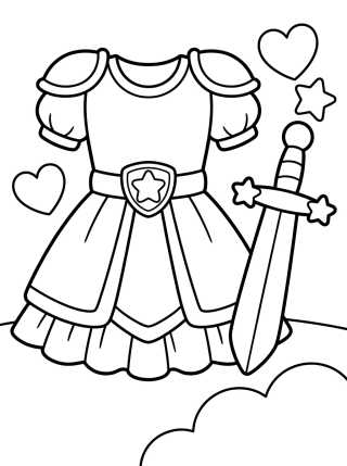 Desenho de Warrior Dress with Star Sword para colorir e imprimir grátis